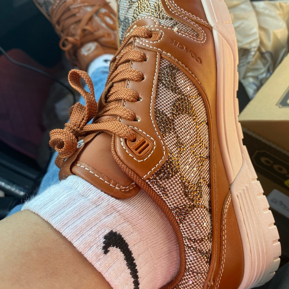 Coach Women's Brown and Cream Sneakers